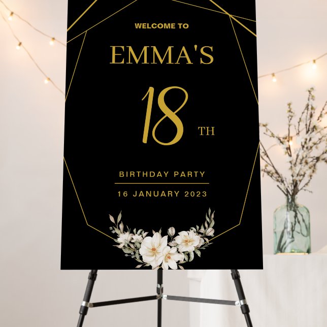 Customized Birthday Elegant Welcome Sign  (In Situ (Stand))