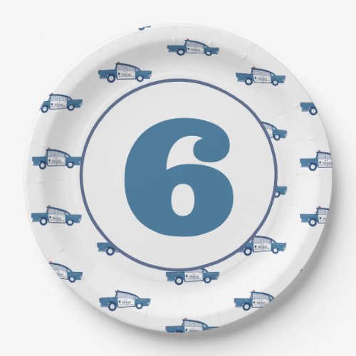 Customized Birthday in Blue Police Birthday Party Paper Plates