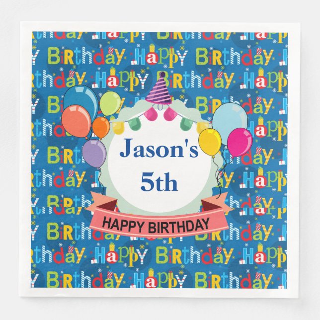 Customized Birthday Paper Dinner Napkins (Front)