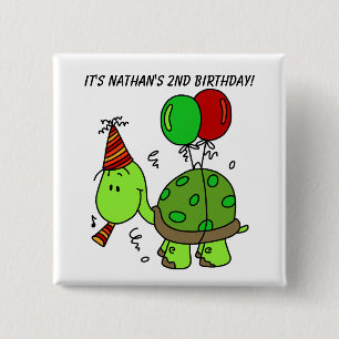 Customized Birthday Turtle Button