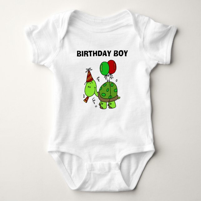 Customized Birthday Turtle T-shirt Baby Bodysuit (Front)