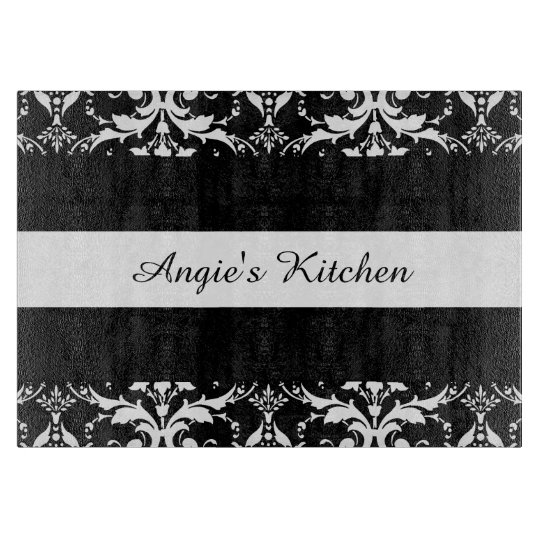 Customized Black and White Damask Kitchen Gadget Cutting Board