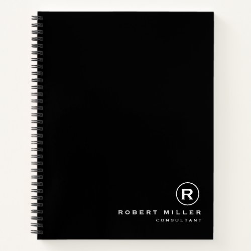 Customized Black and White Monogram Initial  Notebook