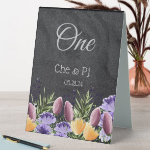 Customized Black Floral Wedding Table Tent