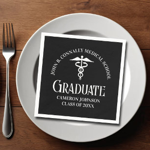 Customized Black Medical School Graduation Party Napkins