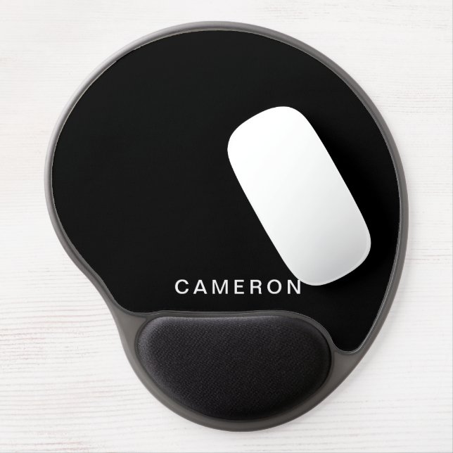 Customized Black & Monogram | Elegant Design Gel Mouse Pad (Left Side)