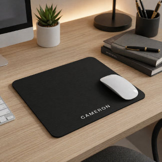 Customized Black & Monogram | Elegant Design Mouse Pad