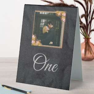 Customized Black Photo Elegant Wedding Table Tent