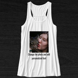 Customized Black White Cat Mom Family Pet Photo Tank Top