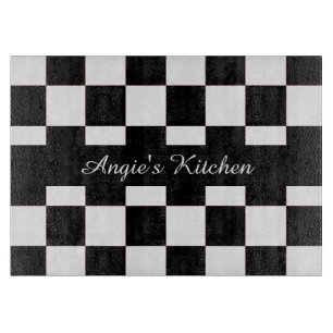 Customized Black White Checkerboard Kitchen Gadget Cutting Board