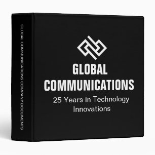 Customized Black White Cyber Technology Company 3 Ring Binder
