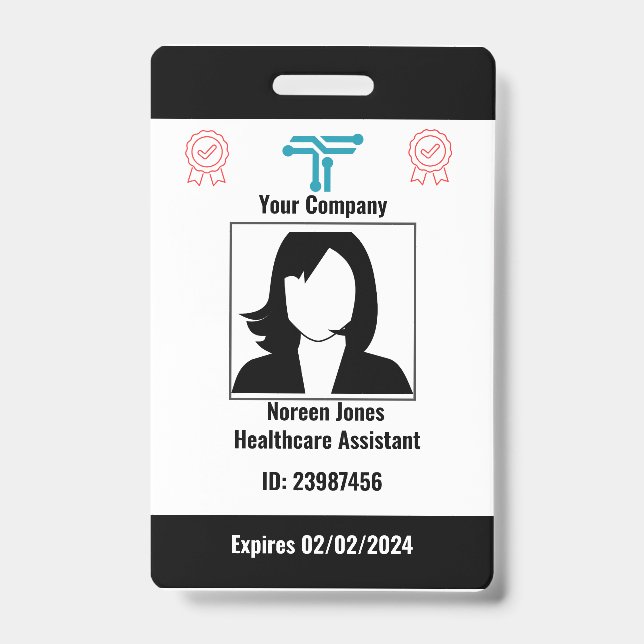Customized Black & White Employee ID Badge (Front)