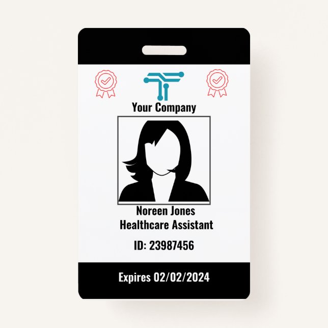 Customized Black & White Employee ID Badge (Front)