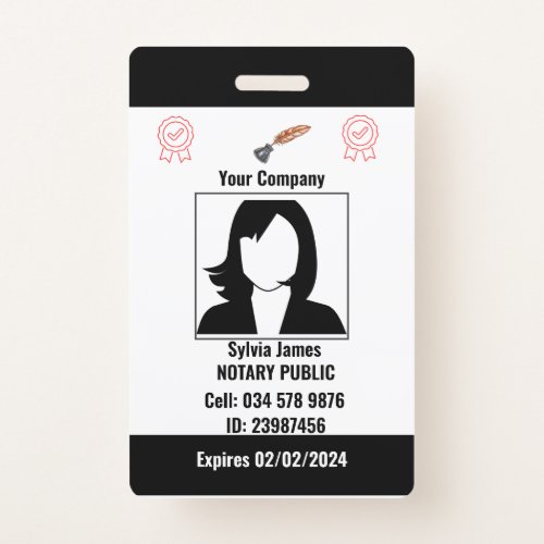 Customized Black  White Employee ID Badge