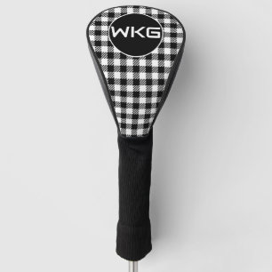 Customized Black-White Plaid Golf Club Head Cover