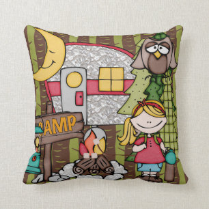 Customized Blond Haired Girl Camping Pillow