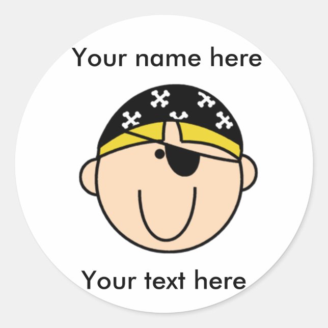 Customized Blond Pirate Boy  Classic Round Sticker (Front)