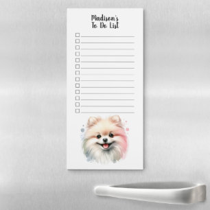 Customized Blonde Pomeranian Watercolor To Do List Magnetic Notepad