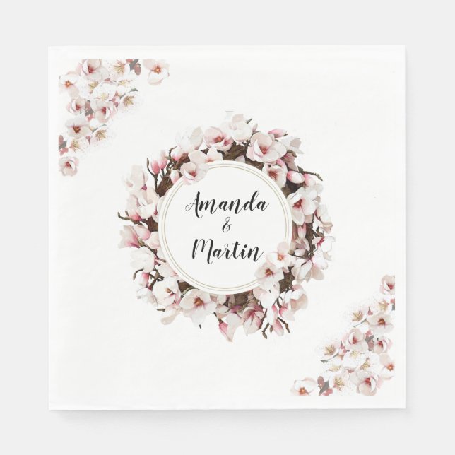 Customized Blossom Art Wreath Napkins (Front)