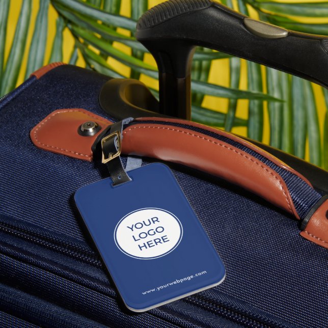 Customized Blue Business Logo Luggage Tag (Front Insitu 1)