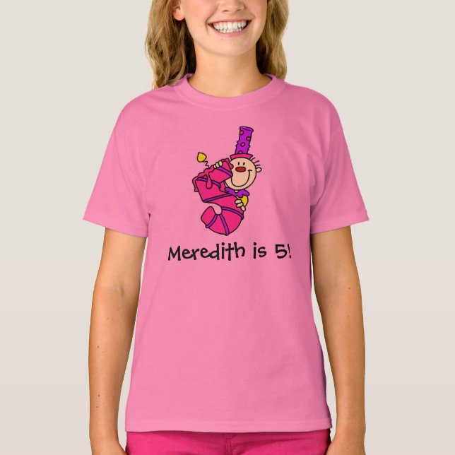 Customized Blue Candle Clown 5th Birthday T-shirt (Front)