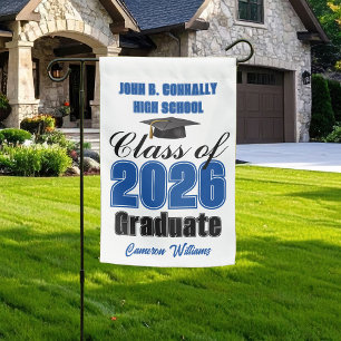 Customized Blue Class of 2026 Graduation Garden Flag