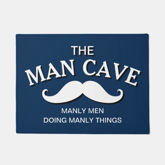 Customized Blue Funny Man Cave Sign Doormat