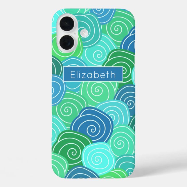Customized Blue Green Rolling Circles Pattern Case-Mate iPhone Case (Back)