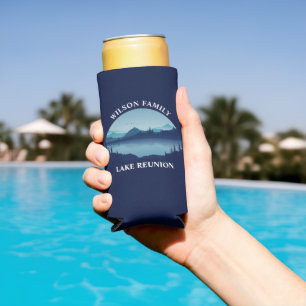 Customized Blue Lake House Summer Vacation Seltzer Can Cooler