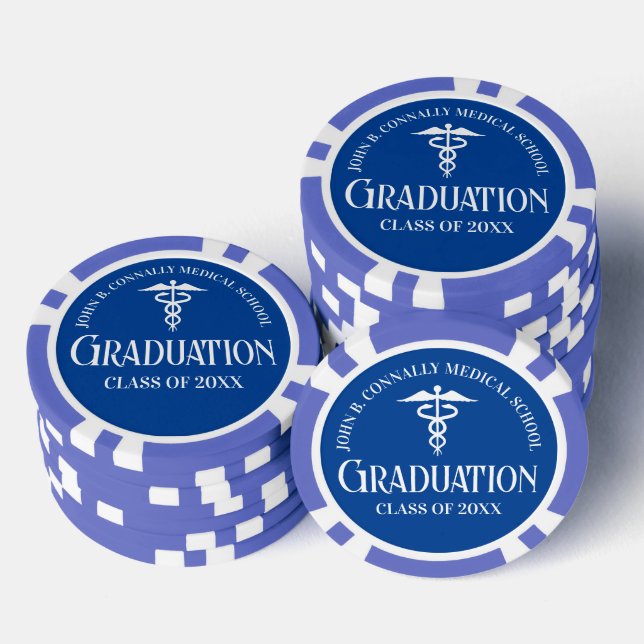 Customized Blue Medical School Graduation Party Poker Chips (Stack)
