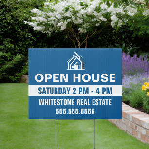 Customized Blue Open House Real Estate Yard Sign