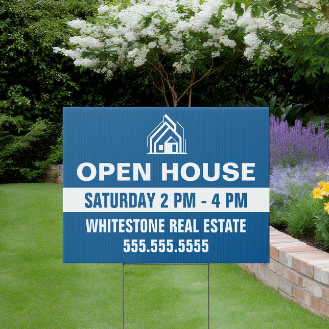 Customized Blue Open House Real Estate Yard Sign (Creator Uploaded)