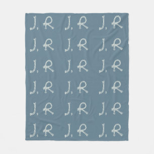 Customized Blue White Rope Knot Monogram Soft Warm Fleece Blanket