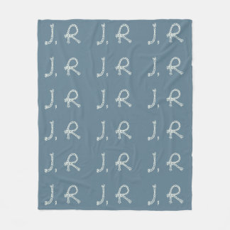 Customized Blue White Rope Knot Monogram Soft Warm Fleece Blanket