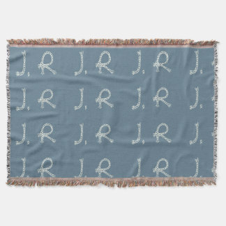 Customized Blue White Rope Knot Monogram Soft Warm Throw Blanket