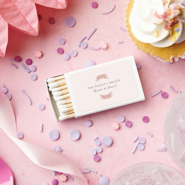 Customized Blush Garden Floral Minimal Wedding Fav Matchboxes (Insitu)