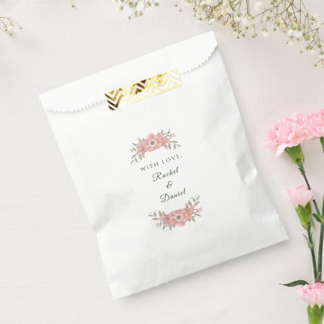 Customized Blush Garden Floral Minimal Wedding Favor Bag (Sealed)