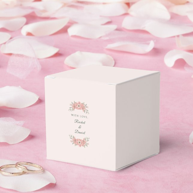 Customized Blush Garden Floral Minimal Wedding Favor Boxes (Wedding)