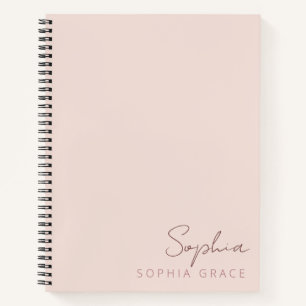 Customized Blush Pink Modern Monogram Name Notebook