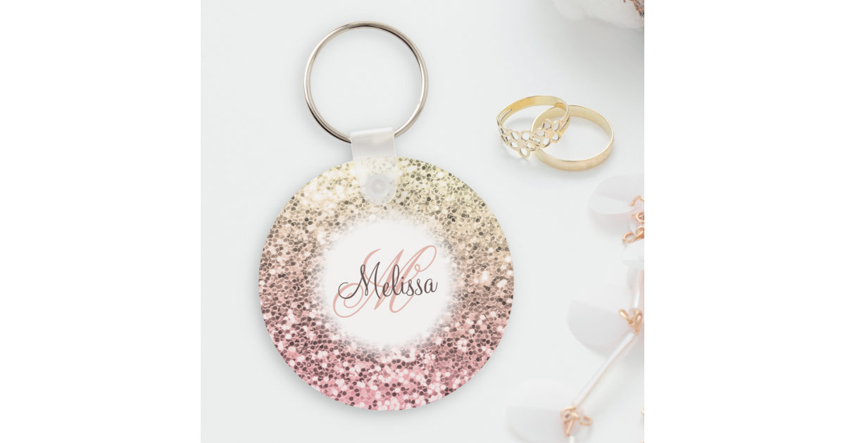 Personalized Glitter Keychain Monogram Keychain Custom 