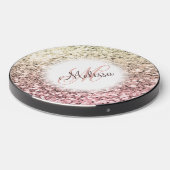 Customized Blush Pink Pretty Glitter Monogram Name Wireless Charger (Front 2)