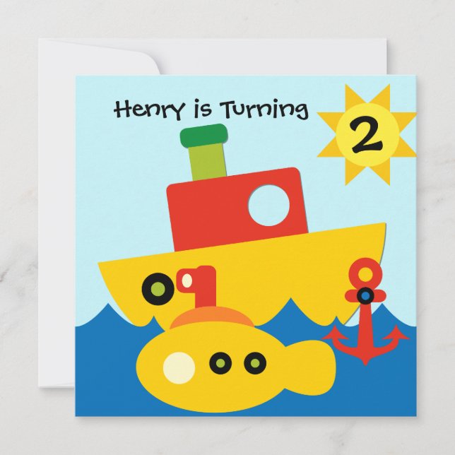 Customized Boats Birthday Invitation (Front)