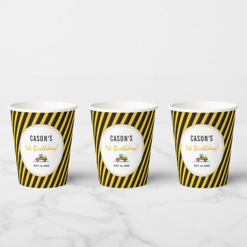 Customized Both Sides Yellow Black Construction Paper Cups