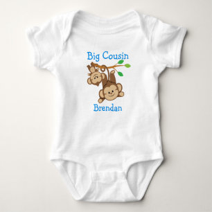 Customized Boy Monkeys Big Cousin Baby Bodysuit