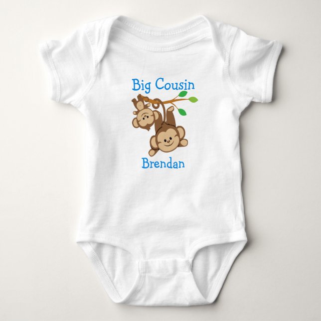 Customized Boy Monkeys Big Cousin Baby Bodysuit (Front)