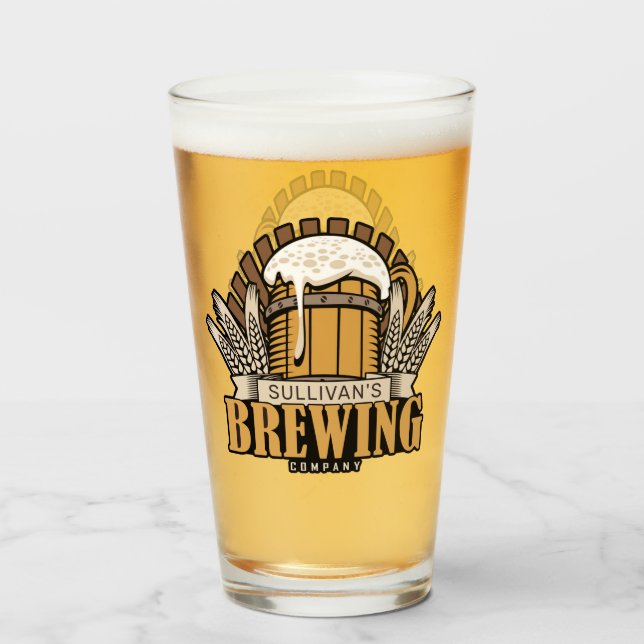 Customized Brewery Craft Beer Brewing Company Bar Glass (Front Filled)