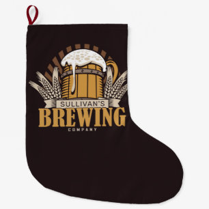 Customized Brewery Craft Beer Brewing Company Bar Large Christmas Stocking