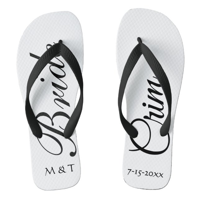Customized Bride Elegant White Flip Flops (Footbed)