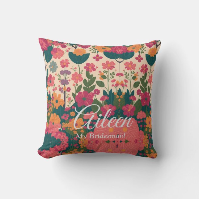 Customized Bridesmaid Gift Idea Throw Pillow (Front)