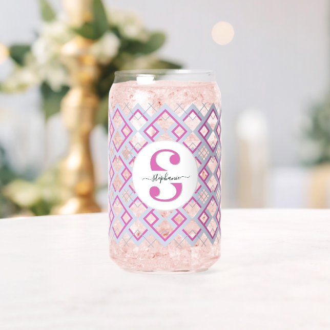 Customized Bridesmaid Name Gift for Her Pink Can Glass (Insitu (Wedding))